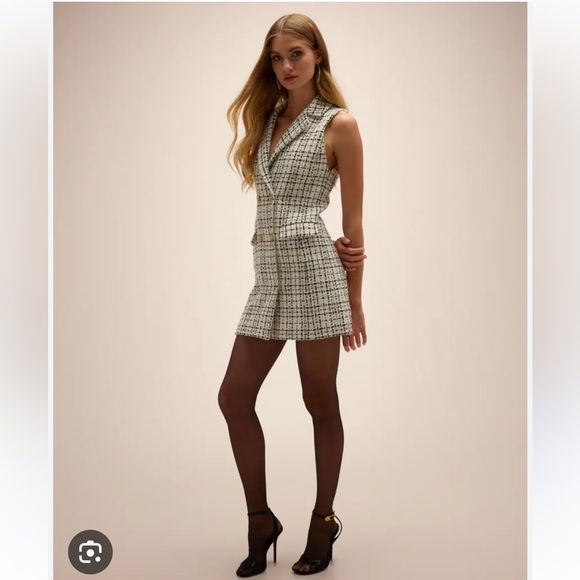 Alice & Olivia Jordy double breasted tweed tuxedo dress - Picture 2 of 14